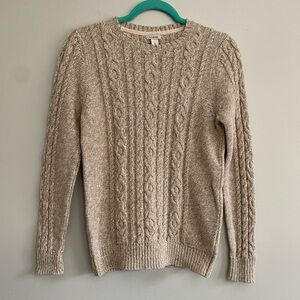 Women’s Tan LL Bean Cable Knit Sweater - S
